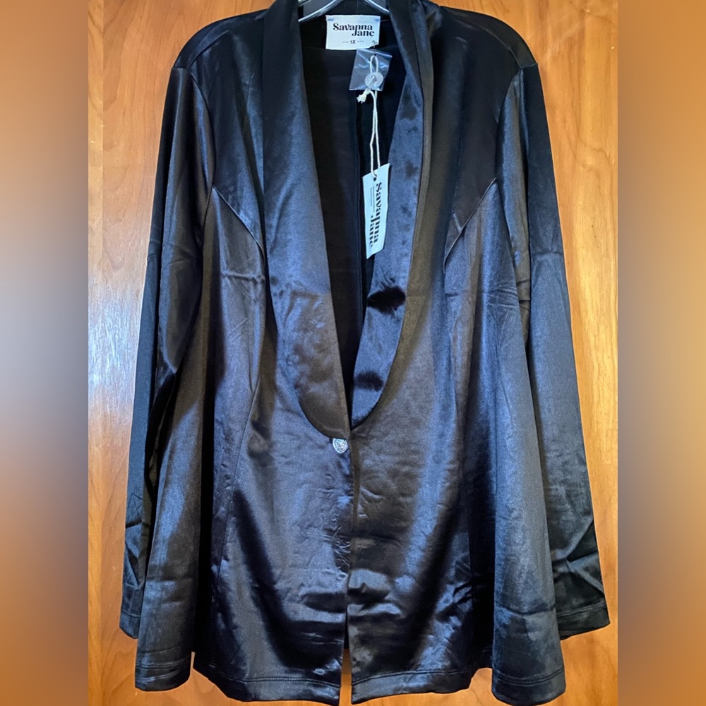 Savanna Jane Black Satin Blazer